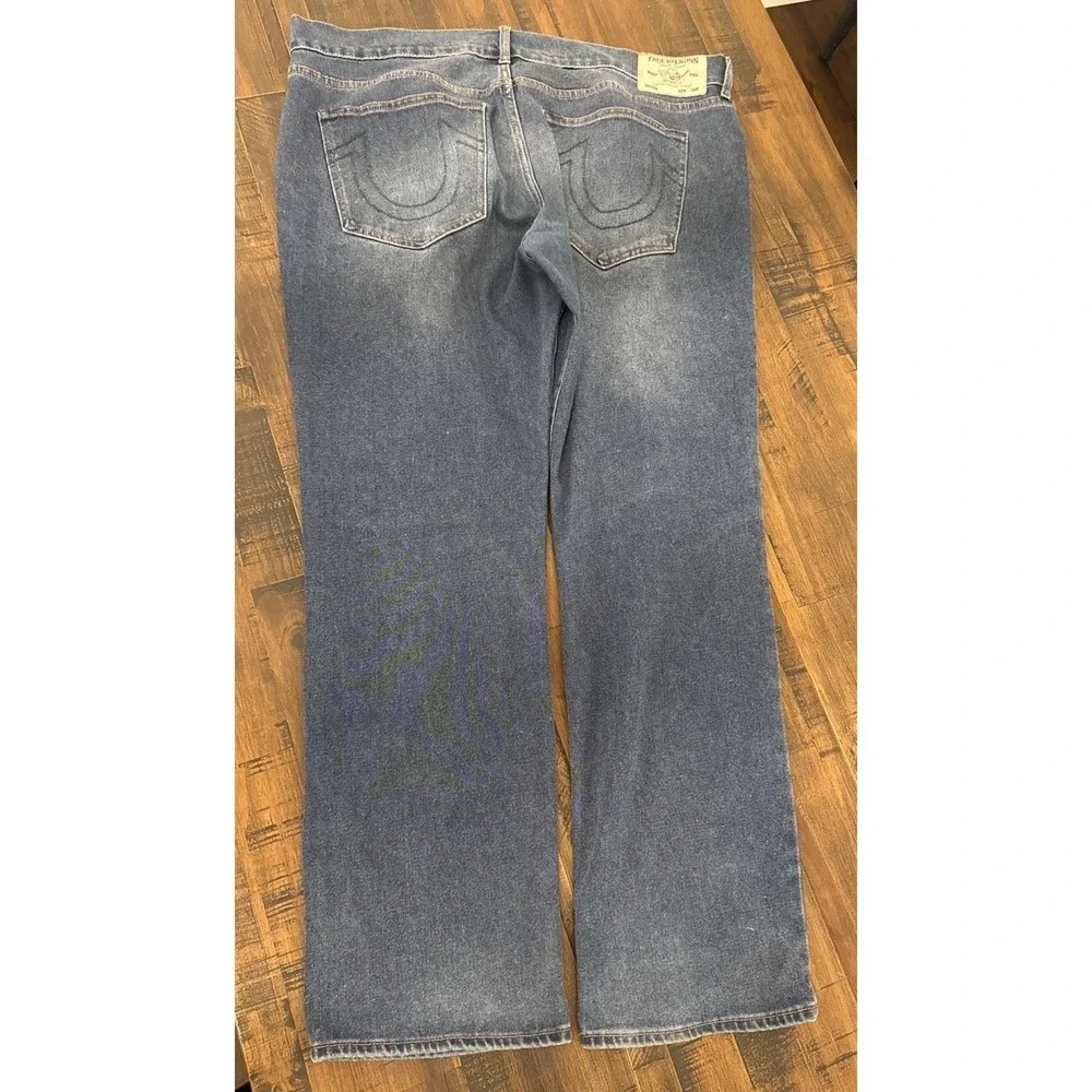 True Religion Jeans Mens Size 40 Blue Denim Stretch Ricky Relaxed Straight Leg